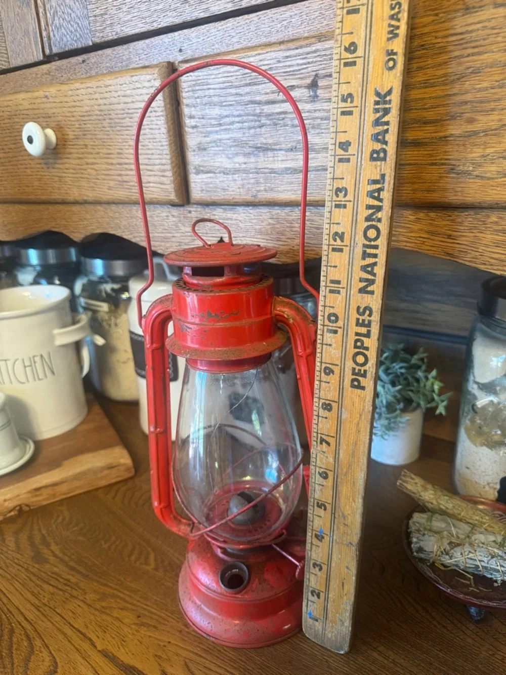 Railroad WingedWheel Made in Japan Red Vintage Lantern for Home Accent upcycle